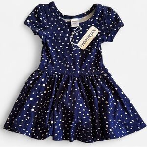Navy Blue Kids Dress with White Polka Dots Size 2T